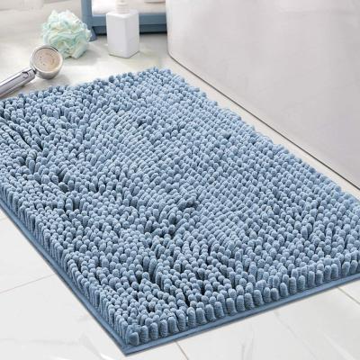 China Washable High Density Luxury Non Slip Chenille Bath Mat For Bathroom Extra Soft Absorbent Shaggy Microfiber Door Mat Covers for sale