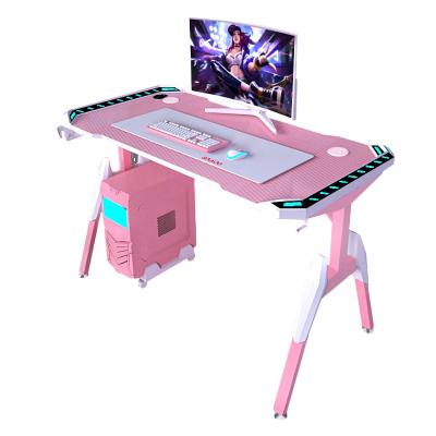 China Cool Model Black Gaming Desk Low Price Adjustable Tanker Tanker Esports New Design (Size) Gaming Computer Desk Game Table With LED Lights for sale