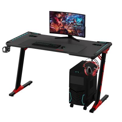 China Ergonomic Gaming Desk Ergonomic Table RGB LED Computer Gamer Gaming Desk Escritorio PC Gaming Desk Top Fashion Metal Tanker Tanker Metal Legs Gaming Desk for sale