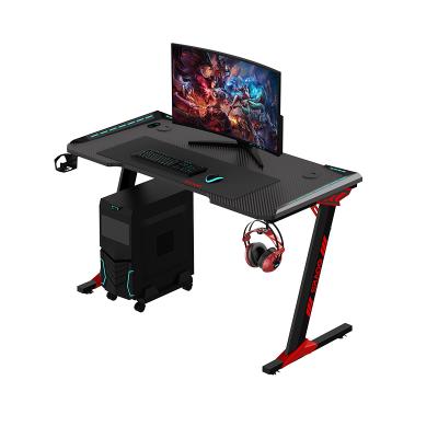 China 2021 Hot Sell Factory Adjustable RGB Game Table E-sports PC Desk Home Office Home Office Amazon (Height) Direct With Light Z-shape Gaming Desk 1400mm LEDs for sale