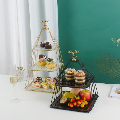 China Sustainable 2022 New Arrival Metal Glass Wedding Food Display Stand Afternoon Tea Cake Snack Stand for sale