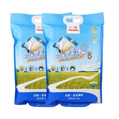 China Moisture Proof custom eco friendly green plastic handle bag handles rice bag for sale