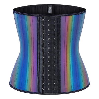 China 3055 Breathable High Quality Plus Size Latex Waist Shapers Slimming Belt Corset Rainbow Color Women Reflective Waist Trainer for sale