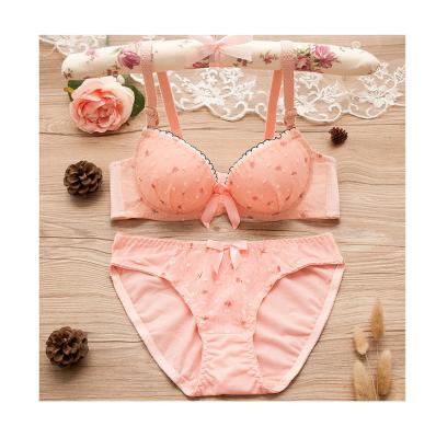 China QUICK DRY 4063 young girls underwear female bras sets push up bra work out cute lace panties and bra set for girl for sale