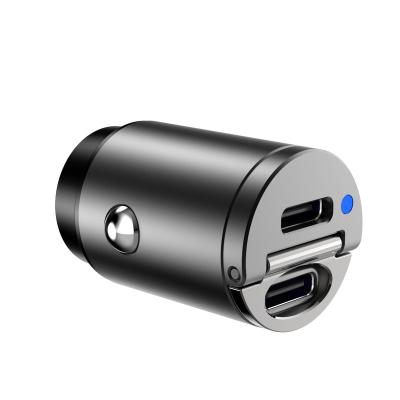 China Super Mobile Phone 18W 27W 30W Mini Size Travel USB TYPE-C Palladium Metal Car Charger for sale