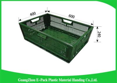 China Durable Mesh Ventilated Folding Plastic Crates Portable Stackable 600 * 400 * 400mm for sale