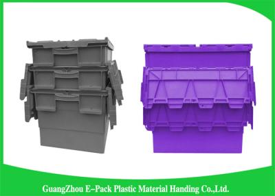 China Customzized Plastic Moving Boxes Attached Lid Containers For Warehouse for sale