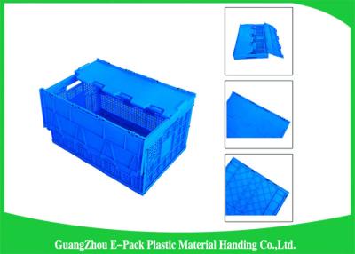 China Mesh Collapsible Plastic Containers with Attached Lids / Package Folding Plastic Crates for sale