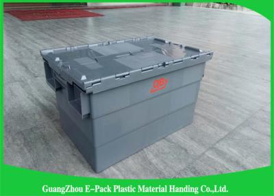 China Customzied Plastic Moving Boxes For Warehouse , Attached Lid Totes for sale