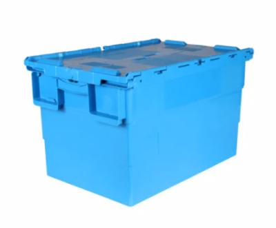 China Virgin Plastic Attached Lid Containers Nestable Stackable Moving Tote Box for sale