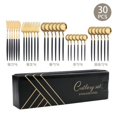 China 30 PCS/set Sustainable Luxury India Flatware Sets Christmas Forks And Spoons Sets Gold Cutlery Party Tableware For Wedding Hotel for sale