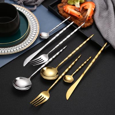 China Sustainable 4pcs/set Christmas Stainless Steel Cutlery Set Knife Fork Spoon Set Gold Flatware Tableware For Wedding Hotel Restaurant for sale