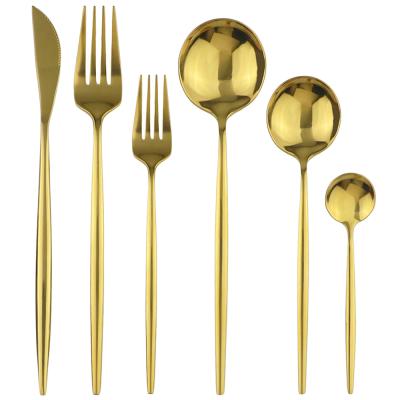 China 6PCS Elegant High Quality Viable Stainless Steel Tableware For Wedding Restaurant Hotel Cutlery Set Christmas Gold Tableware for sale