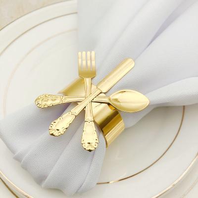 China Low MOQ High End Western Restaurant Stocked Creative Design Knife Fork Spoon Napkin Ring Suitable For Decoration for sale