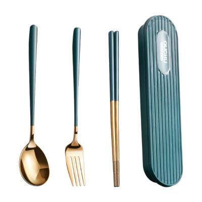 China Sustainable Travel Tableware Set Travel Spoon Fork Chopsticks SS304 Fashion Cutlery Boxed Men And Women Creative Portable Camping Supplies for sale