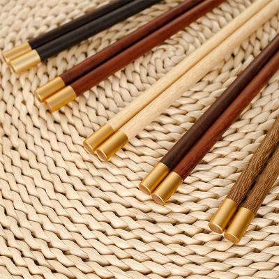 China 12Pairs MOQ Wooden Household Alloy Chinese Style Chopsticks Dinner Tableware Hotel Restaurant Wedding Wedding Applicable for sale