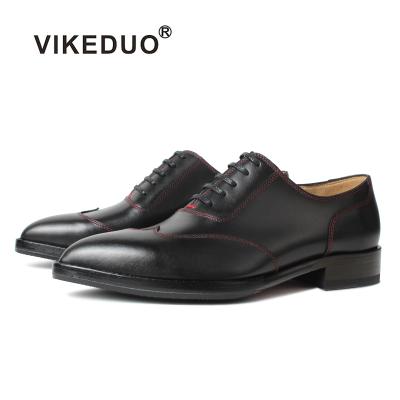 China VIKEDUO Shoes Top Listing Black Durable Handcrafted Female Calf Oxfords Newly Design Soft Lady Leather Women Shoes for sale