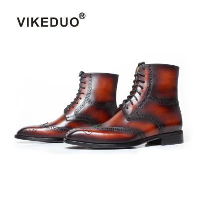 China 2022 Style New Design Calf Skin Women Genuine Leather Ankle Boots Vintage VIKEDUO Ladies Ankle Boots Durable Hand Made Stylish Shoes for sale