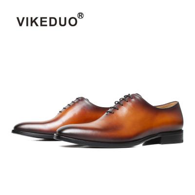 China Durable Hand Made Vikeduo Brown Whole Cut Genuine Leather Oxfords 1 Pair Large Size Shoes Mens Walking Shoes for sale