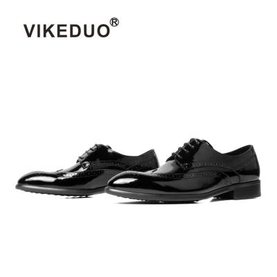 China Supplier Patent Leather Durable Handcrafted Stylish Men's Vikeduo Guangzhou Classic Dress Black Shoes for sale