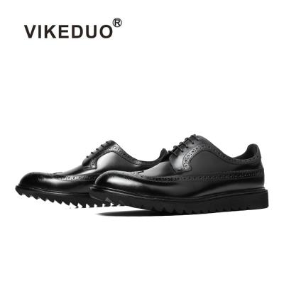 China Vikeduo Durable Hand Made Black Casual Style Soft Outsole Work Stylish Men's Good Quality Leather Shoes for sale