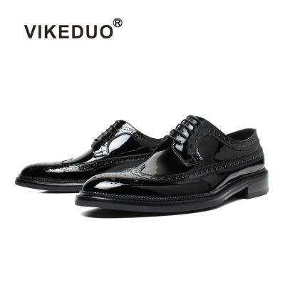 China Vikeduo Guangzhou Durable Hand Made Supplier Leather Goods Patent Leather Elegant Men Dress Black Classic Shoes for sale