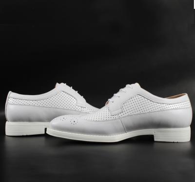 China Durable Vikeduo Branded Handmade Genuine Leather Salmon Brogues Breathable Derby Shoe White Dress Shoes For Men for sale