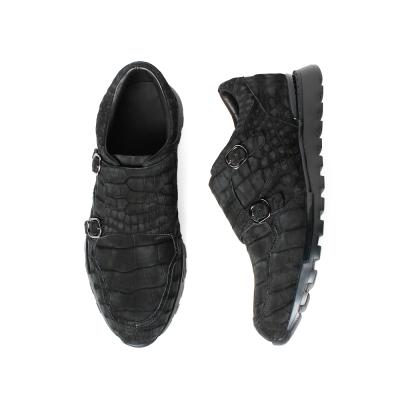 China Durable Hand Made Crocodile VIKEDUO Nubuck Personal Guangzhou Factory Bespoke Black Leather Business Casual Sneakers Men Shoes for sale