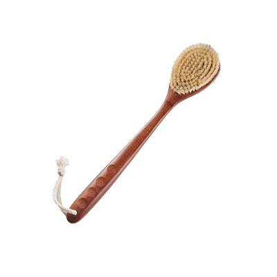 China Custom Logo Oval Shape Handheld Boar Wholesale Long Handle Bristle Bath Exfoliating Brush Dry Skin Wooden Body Brush for sale