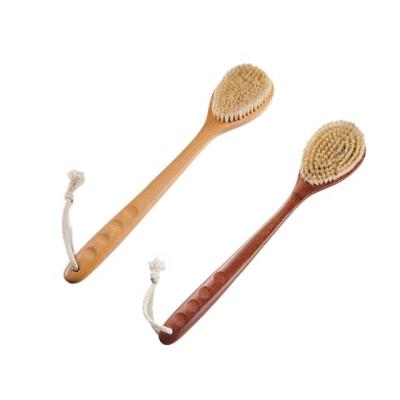 China Wooden Handle Long Round Scrub And Wash Bath Massage Body Brush With Boar Hair for sale