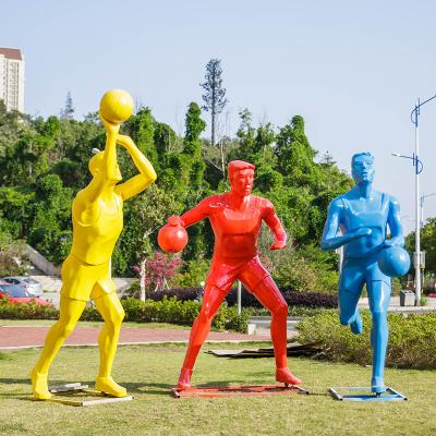 China Europe Life Size Fiberglass Resin Sports Basketball Court Sculpture Garden Ornaments Outdoor Mall Fiberglass Decoration for sale