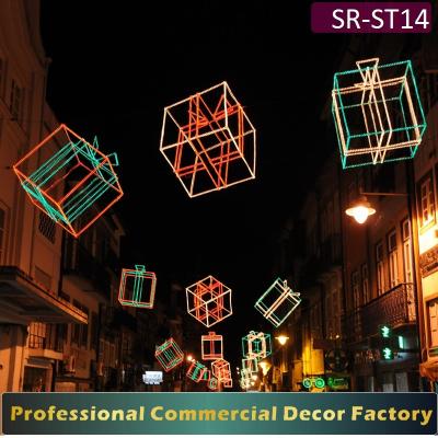 China Mainstreet Large LED Commercial Outdoor Street Gift Box Pattern Decoration Custom Made For Christmas Decoration for sale