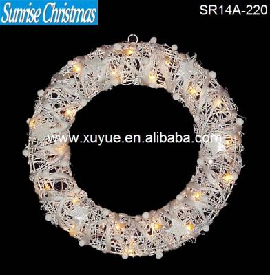 China LED Lighted Rattan Christmas Wreath With Lights SR14A-220 for sale