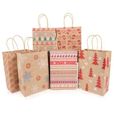 China Recycled Materials Wrapping Paper Gift Bags Snowflakes Merry Christmas Candy Cookie Tote Bag Boxes New Year 2022 Natal Kids Party Favors for sale