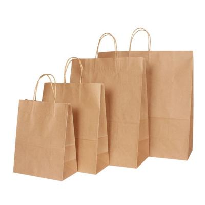 China Recycled Materials 4 Size Kraft Paper Bag With Handles For Wedding Party Fashionable Clothes Gifts Multifunctional Wholesale for sale