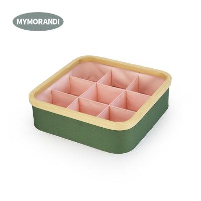 China New Design View Storage Box Underwear Organizer Divided Bamboo Storage Clothes/Socks And Basket Basket For Socks Bra for sale