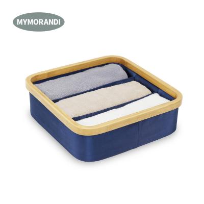 China Sustainable Bamboo Cloth Storage Box Home Clothes Organization Underwear Socks Divider Storage Box Basket for sale