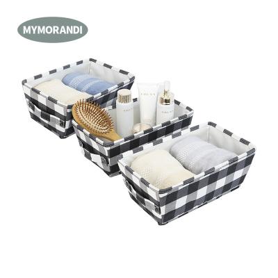 China Custom Logo Stocked Organizer Striped Storage Basket Bins Set Of 3 Kids Toys For Home for sale