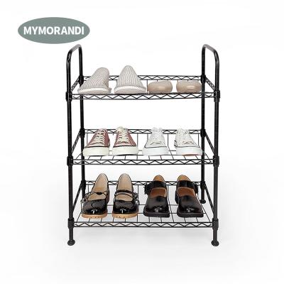 China Oblique Shoe Shelf (Height) Adjustable Home Furniture 3 Tiers For Sale Cheap Metal Shoe Rack Wire Shoe Rack for sale