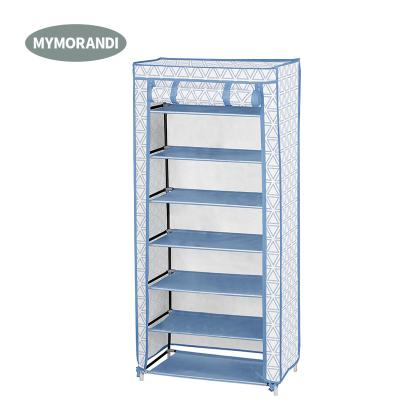 China Hot Sale 7 Tiers Shoe Storage Cabinet Fabric Shoe Organizer Foldable Nonwoven Cloth Shoe Rack for sale