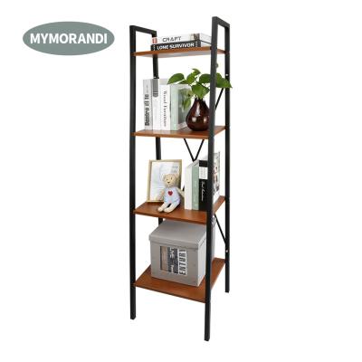 China Hot Sale 4 Tiers Foldable Industrial Style Wooden Shelf Storage Rack For Home for sale