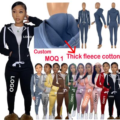 China Two Piece Pants Set, Talla Ropa De Mujer Custom Fleece Anti-pilling Sweatsuit Tracksuit Winter Women Clothing Zipper Hoodie For Women for sale