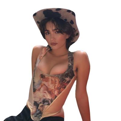 China M20L09274 soft cute QUICK DRY cartoon graphic camisole for women crop top casual printed vest women for sale