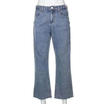 China Fashion Vintage Color Fade Proof Light Blue High Waist Pants Ladies QUICK DRY Jeans Pants for sale