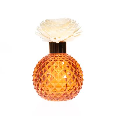 China Wholesale Luxury In Stock Flower Orange Color Empty Diffuser Glass Bottle 200ml With Screw Cap for sale