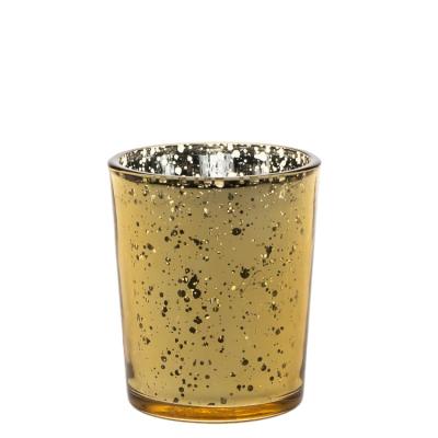 China Factory Outlet Luxury OEM 100ml Round Plating Gold Empty Glass Luxury Candle Holder for sale