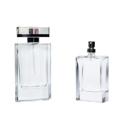 China OEM 100ml Modern High Quality Clear Empty Glass Flat Wholesale Polygonal Perfume Bottles for sale