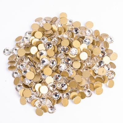 China Pujiang XN SS3-SS30 Gold Back Glass Flatback Shinning Rhinestone Crystal Rhinestone Wholesale Bulk Package Hotfix For Clothes for sale