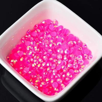 China Factory Wholesale Luminous Shinning Rhinestone 3mm 4mm 5mm Flatback 6mm Customized Color Jelly Nails Resin Rhinestones For Decoration for sale