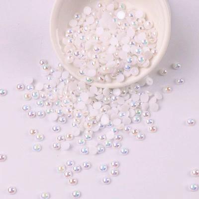 China Hot Selling Pujiang XN 2022 Wholesale Round Environmental Inspection Flatback Half Pearl White Rice AB Rhinestones 1440pcs Package For Clothes for sale